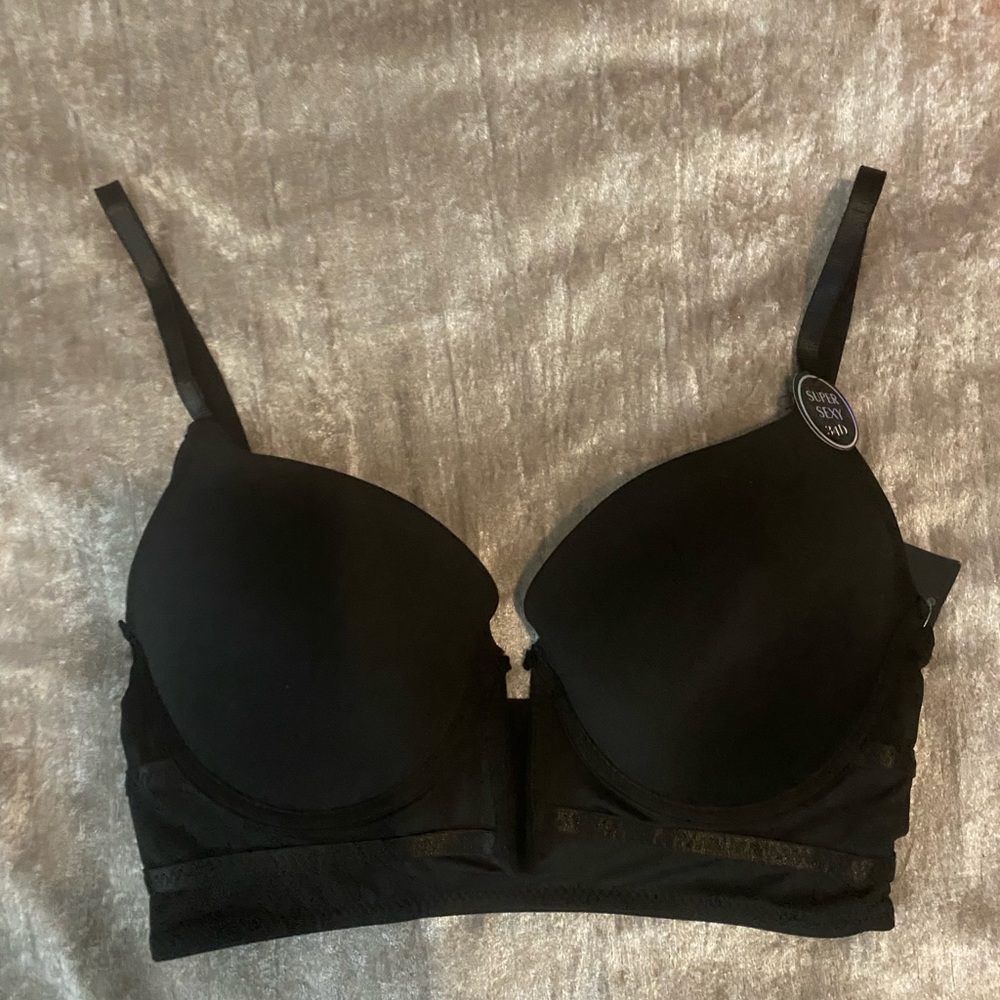 Beautiful V front push-up bra BLACK NEW